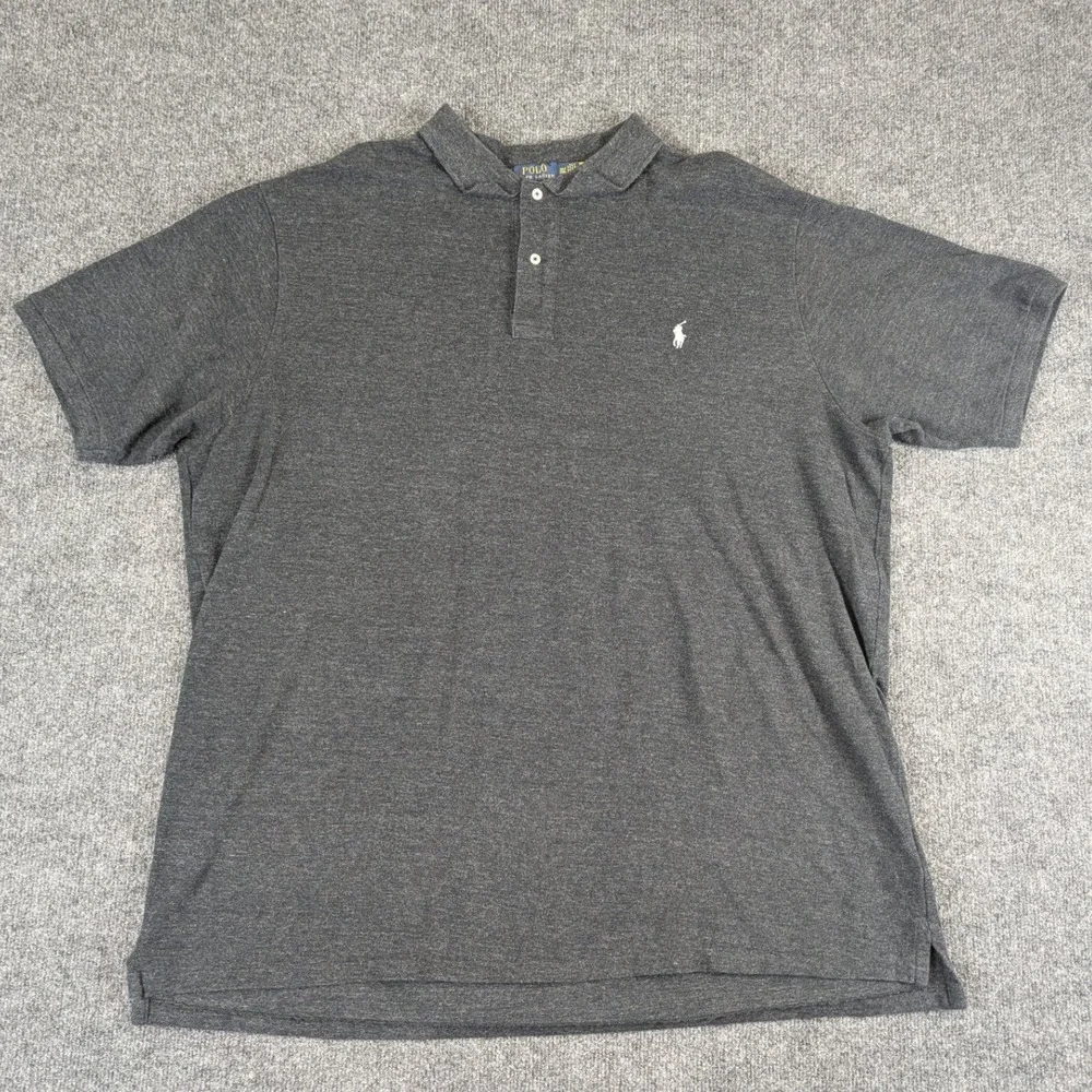 Polo Ralph Lauren Mens 3XLT Charcoal Gray Heather Short Sleeve Polo Shirt
